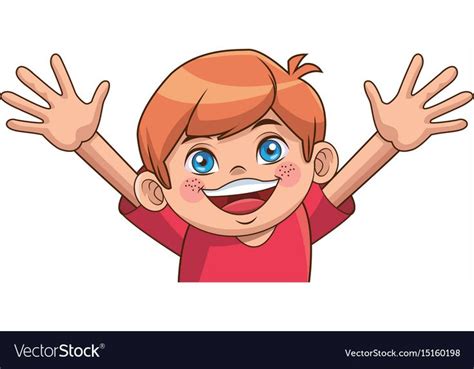 Happy Boy Cartoon Kid Emotion Smile Image Vector Illustration Download