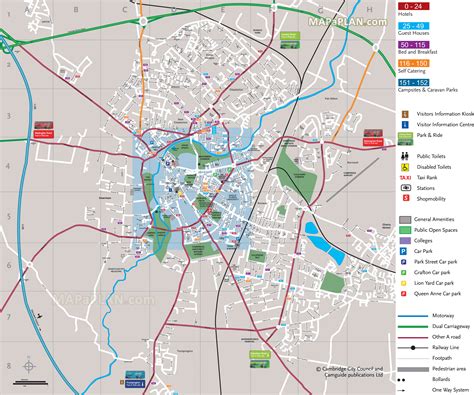 Cambridge Map Visitor Information Centre And Kiosk Car Parks Hotel