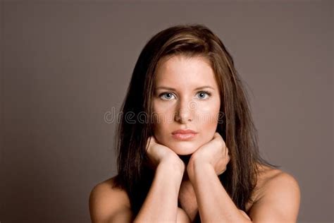 Beautiful Brunette Nude Headshot Stock Image Image Of Isolated