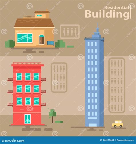 Set Of Residential Buildingbuildings Vector Stock Vector