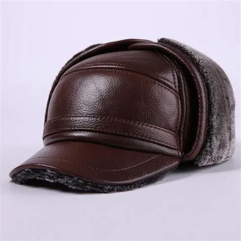 Buy Genuine Leather Bomber Hat For Men Natural Cowskin