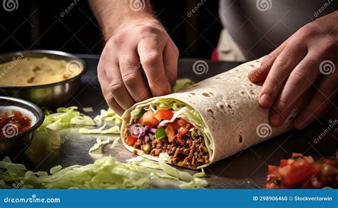 Top Burrito Mexican Food Assembly Stock Illustration - Illustration of