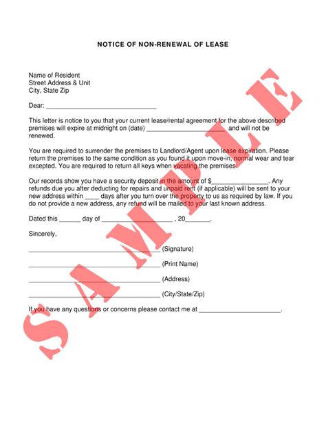 Letter To Not Renew Lease From Tenant Fill Online Printable