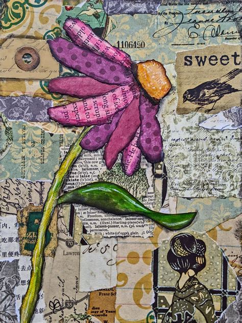 collage flower in 2023 mixed media art projects paper collage art collage art projects