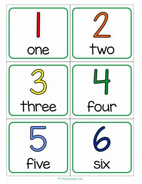 Free Printable Number Flashcards 1 6 Part 1 Of 4 Alien Schooler