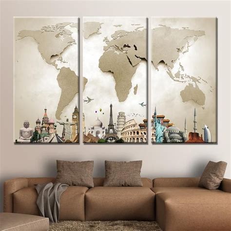 World Map Masterpiece Multi Panel Canvas Wall Art Wall Canvas Map