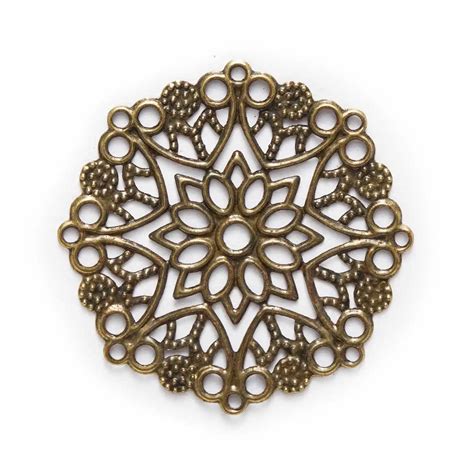 1050 Piece Bronze Tone Filigree Hollow Round Shaped Wraps Jewelry