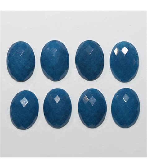 Blue Jade Faceted Oval Cabochon 18x13mm 8 Pieces Item1274cb