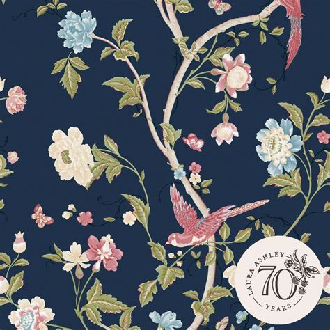 Laura Ashley Laura Ashley Summer Palace Midnight Blue Removable Wallpaper Sample 12013494 The