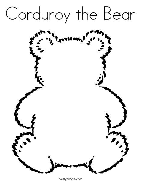 This coloring sheet shows a magnificent american unicorn. Corduroy the Bear Coloring Page - Twisty Noodle