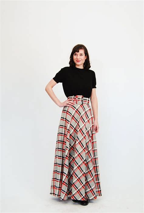 Vintage 1970s Maxi Skirt 70s Maxi Skirt Red And Black Etsy Maxi