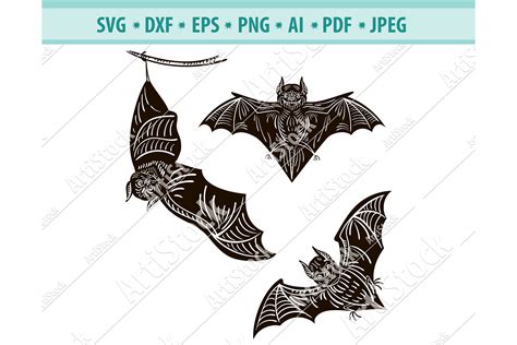 Svg Dxf Pdf Png Jpeg Bats For Cricut Svg Bats Template Bats Svg Bat