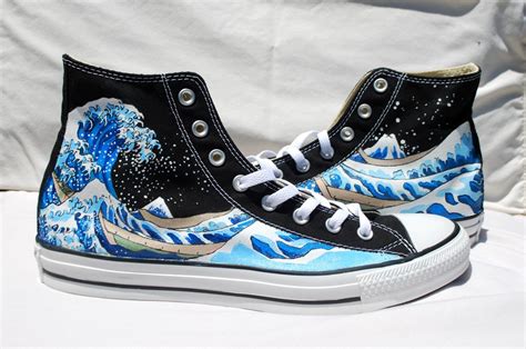 Hand Painted Converse Shoes The Great Wave Off Kanagawa