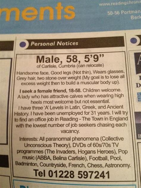 Andy Halls On Twitter Fantastic Dating Advert In The Reading
