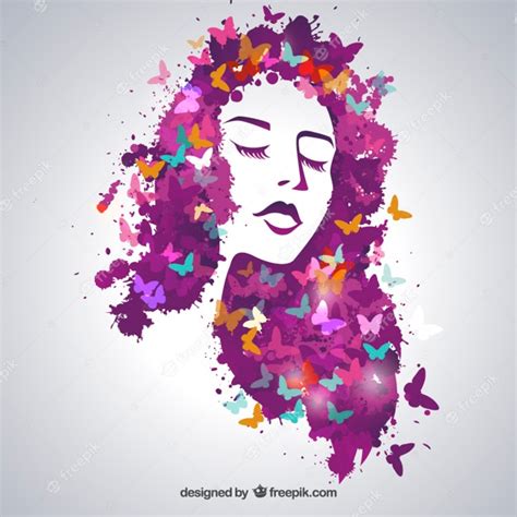 Free Vector Beautiful Woman With Butterflies