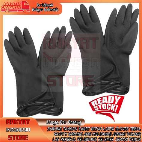 Jual Sarung Tangan Hitam Karet Latex Glove Rush Safety Tukang Gloves