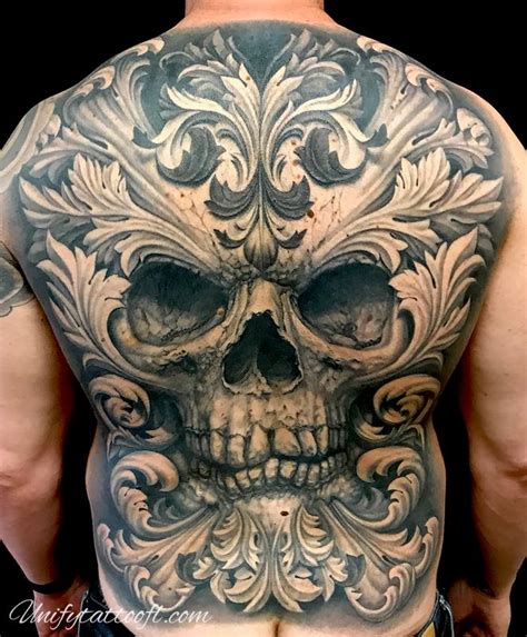 Unify Tattoo Company Tattoos Body Part Back Skull With Filigree