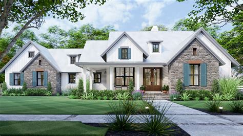3 Bedroom New American Farmhouse Plan With L Shaped Front Porch