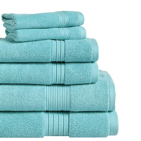 Summit 6 Piece 100 Cotton Bath Towel Set In Aqua