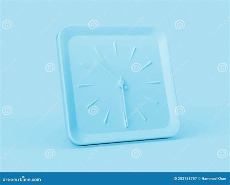 3d Simple Blue Square Wall Clock 1030 Ten Thirty Half Past 10 Blue