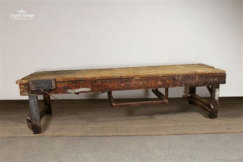 Rustic Old Wooden Workbench and Vice