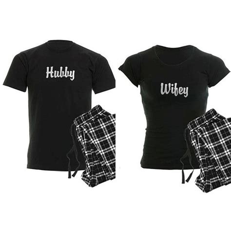 Hubby Wifey Matching Pajama Set His And Hers Pajama T Shirt And Liked On Polyvore Featuring
