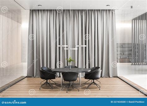 Contemporary Meeting Room Interior With Curtains Corporate Concept