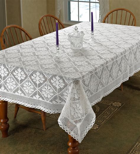 Stars Crochet Vintage Lace Design Tablecloth 60 By 120 Oblong