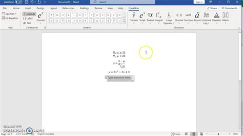 Writing Equations In Ms Office 365 Word Excel Youtube