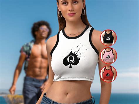 qos symbol cropped slim racer tank top queen of spades bbc pawg cropped tee snowbunny bnwo shirt