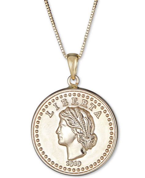 Macys Coin Double Sided 18 Pendant Necklace In 14k Gold