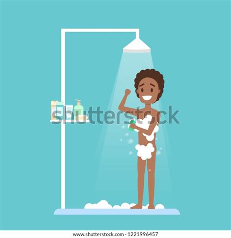 Young Man Take Shower Bathroom Male Stock Vector Royalty Free 1221996457 Shutterstock