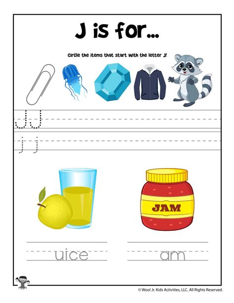Letter J Phonics Recognition Worksheet Woo Jr Kids Activities
