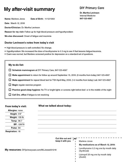 Doctor Visit Summary Template