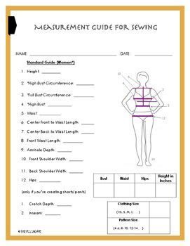 Personal Body Measurement Guide Chart For Sewing Sewing Measurements Body Measurements Sewing