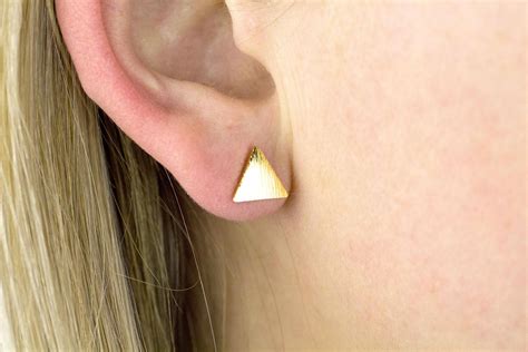 Gold Pyramid Studs Gold Triangle Earrings Pyramid Stud Earring Gold