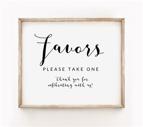 Instant Download Printable Wedding Favors Sign Favors Please Take One