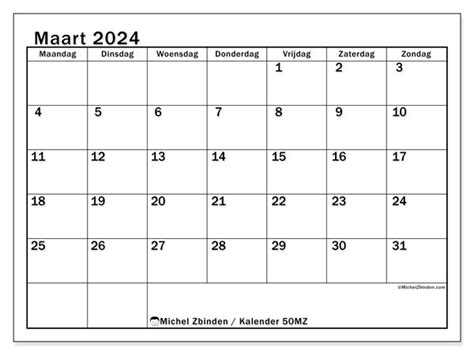 Kalender Maart 2024 50 Michel Zbinden Nl