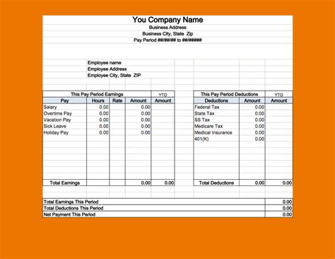 Fillable Printable Pay Stub Template Free