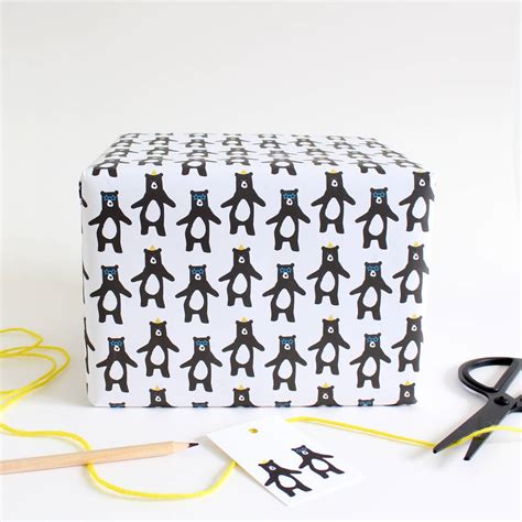 Party Dancing Bear Wrapping Paper And T Tags By Heather Alstead