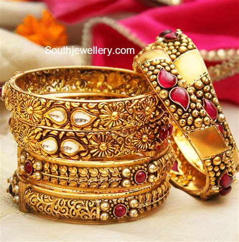 Antique Gold Bangles Jewellery Designs