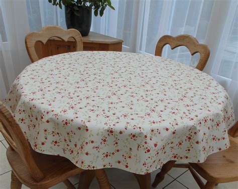 Round Wipe Clean Tablecloth - Cottage Red Floral | The Tablecloth Company