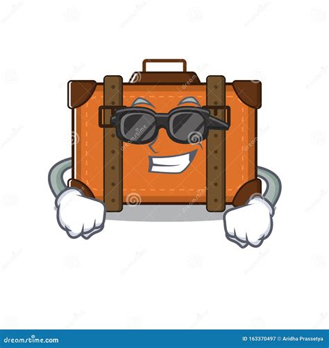 suitcase super cool in the cartoon with mascot stock vector illustration of funny emotion