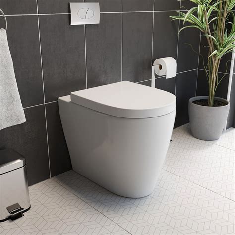 Btw Back To Wall Toilet Pan Curved Wc Modern Top Mounted Soft Close