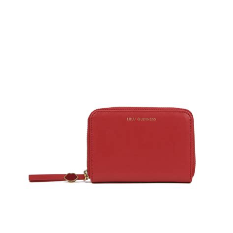 Lulu Guinness Womens Small Zip Around Wallet Red