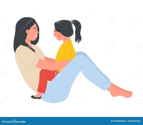 Mother Cuddling Her Daughter Stock Vector Illustration Of Cuddling