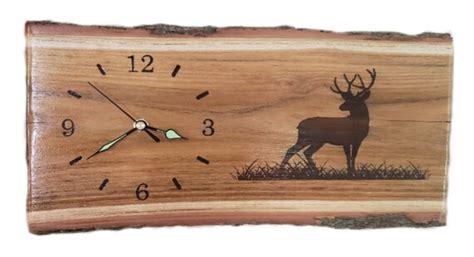 Engraved Wood Clock Deer Handmade Etsy