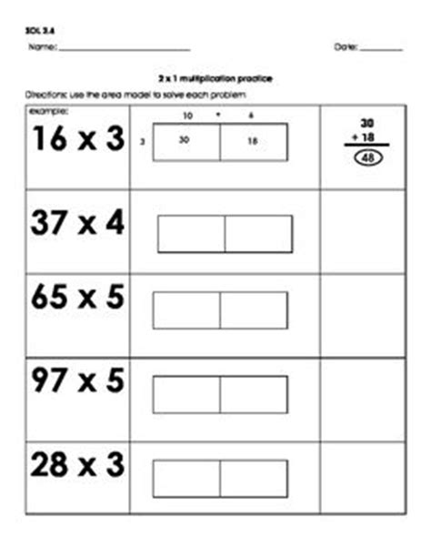 The free printable can be found at the end of this post. Two by One and Two by TwoDigit Multiplication Area Model ...