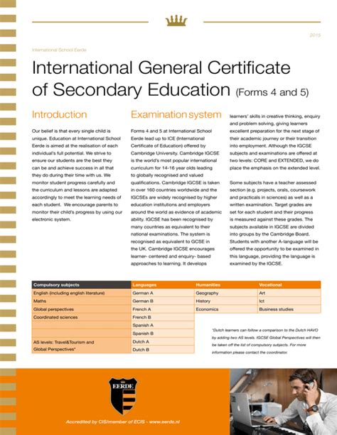 International General Certificate Of Secondary Education Forms 4