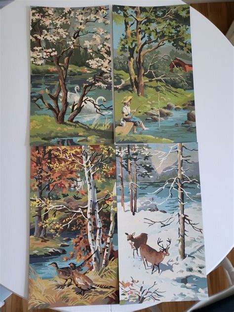 Vintage Four Seasons Paint By Numbers Paintings Retro Seasonal Gallery Statement Wall Home